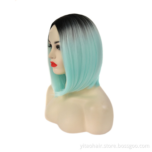 Soft Natural green Color Lace Band Wig synthetic Hair Wigs